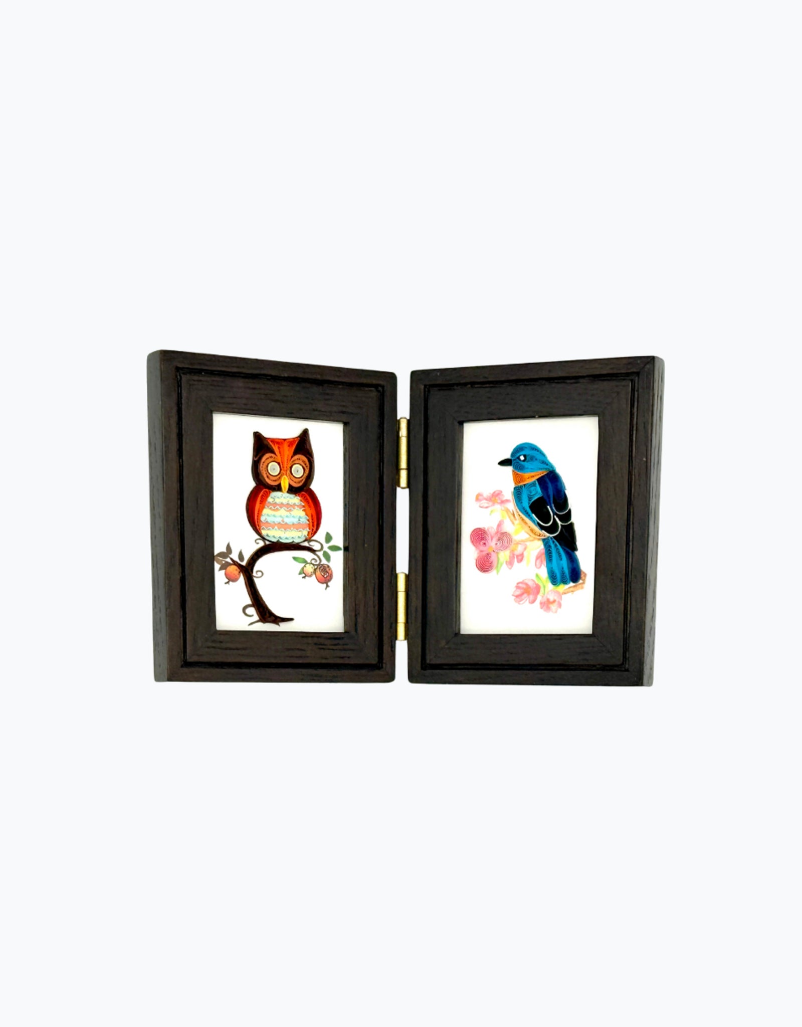 Etched Dark Red Oak Hinged Double Frame - Gift Card