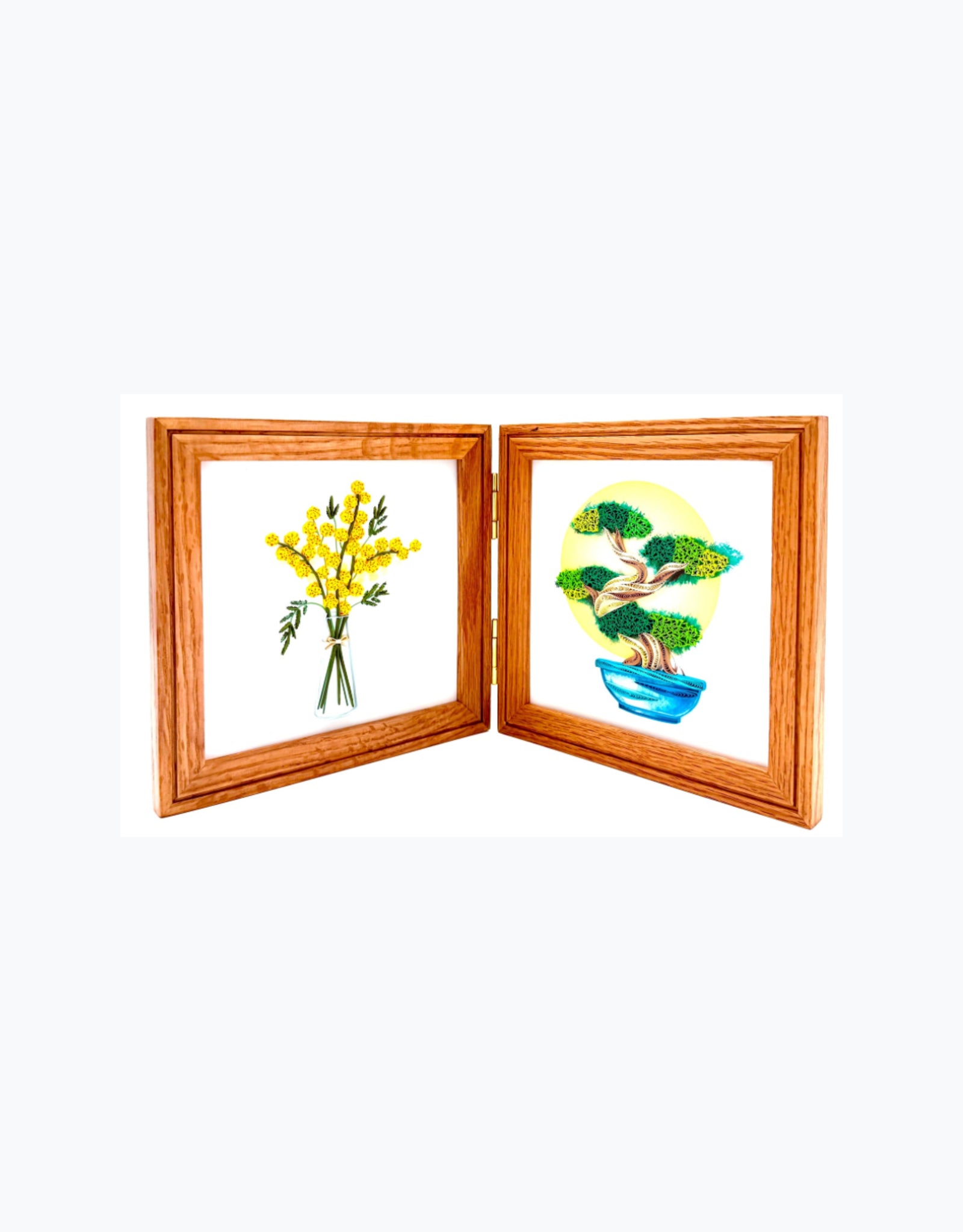 Etched Natural Red Oak Hinged Double Frame