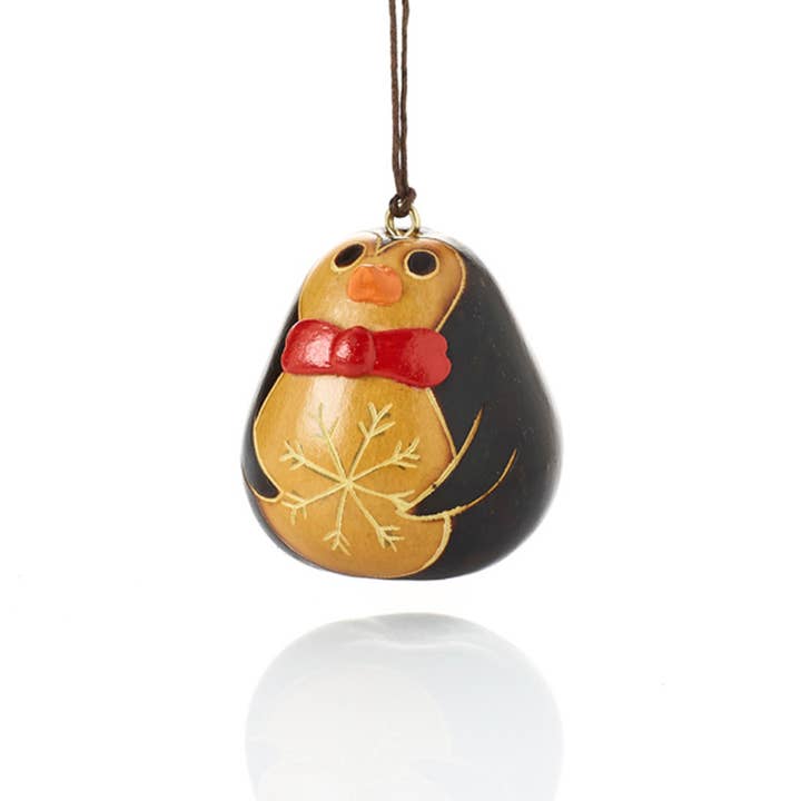 Bowtie Penguin Gourd Ornament
