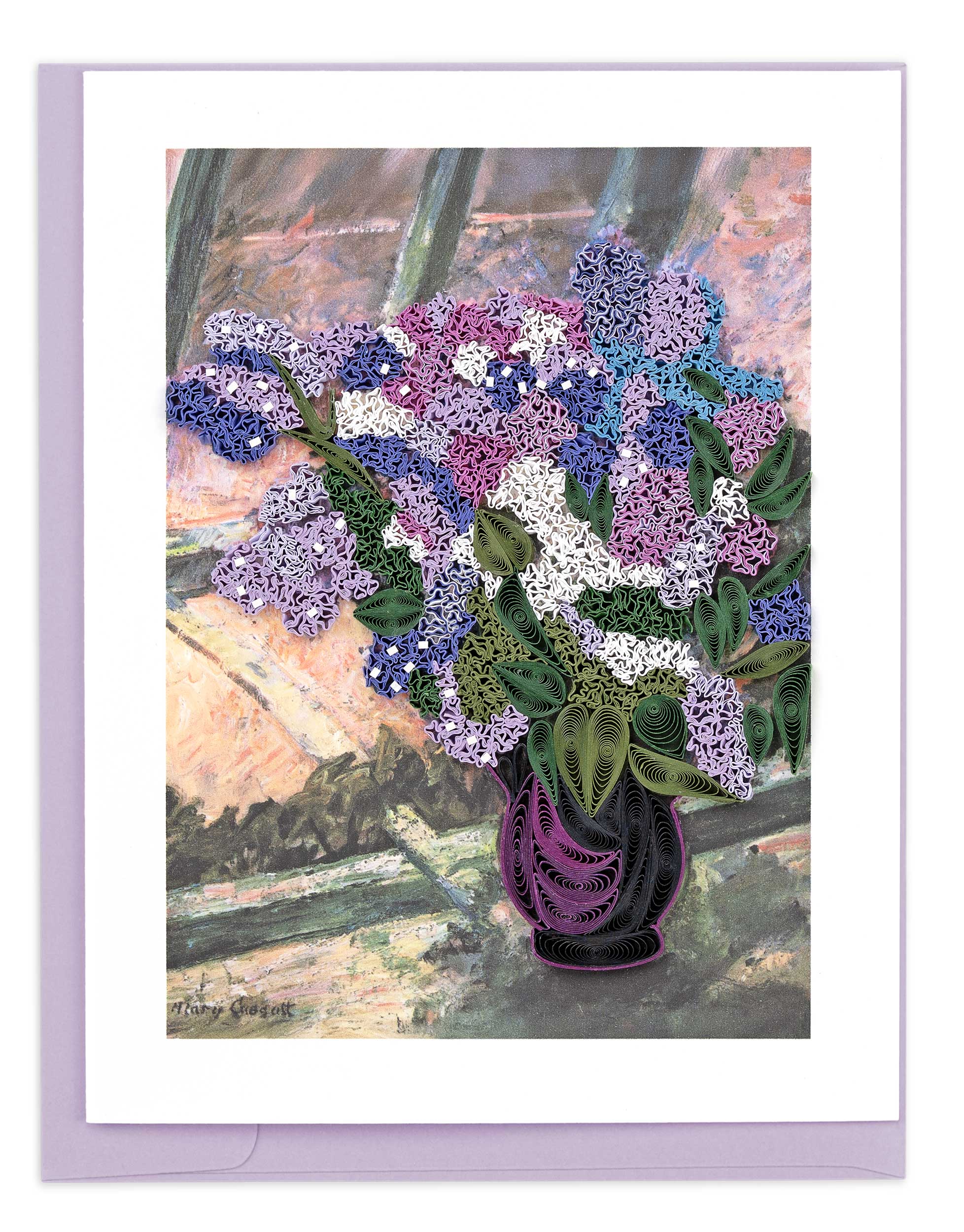 Lilacs in a Window - Cassatt - Artist Series Quilled Card