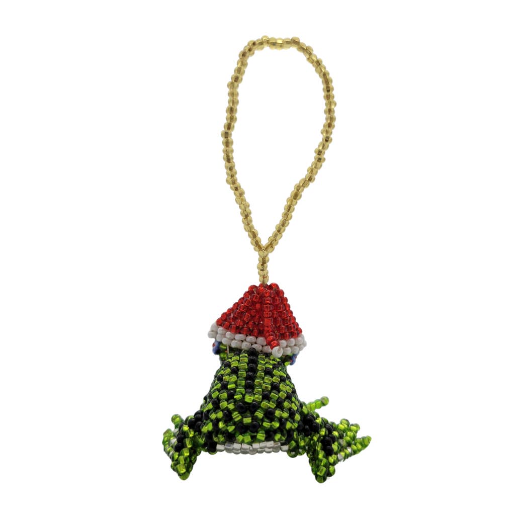 Christmas Frog Beaded Ornament