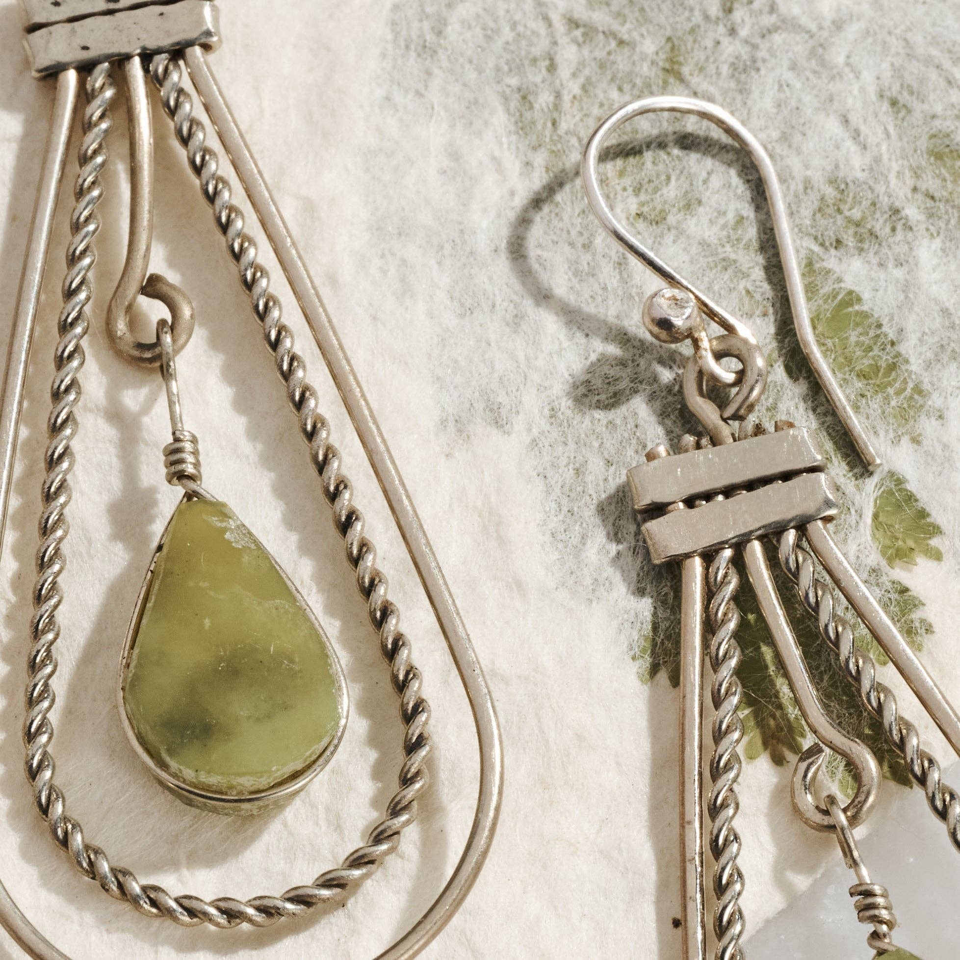 Serpentine Stone Teardrop Earrings