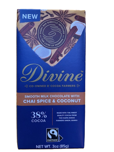 Pumpkin Spice &amp; Cranberries Milk Chocolate Bar - Divine Chocolate -3 oz