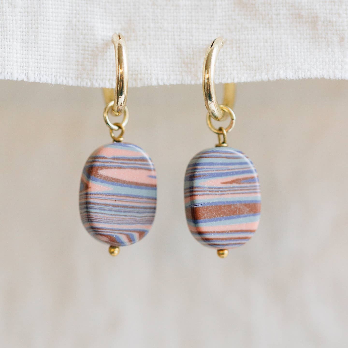 Clay &amp; Brass Drop Earrings (1.5&quot; L)