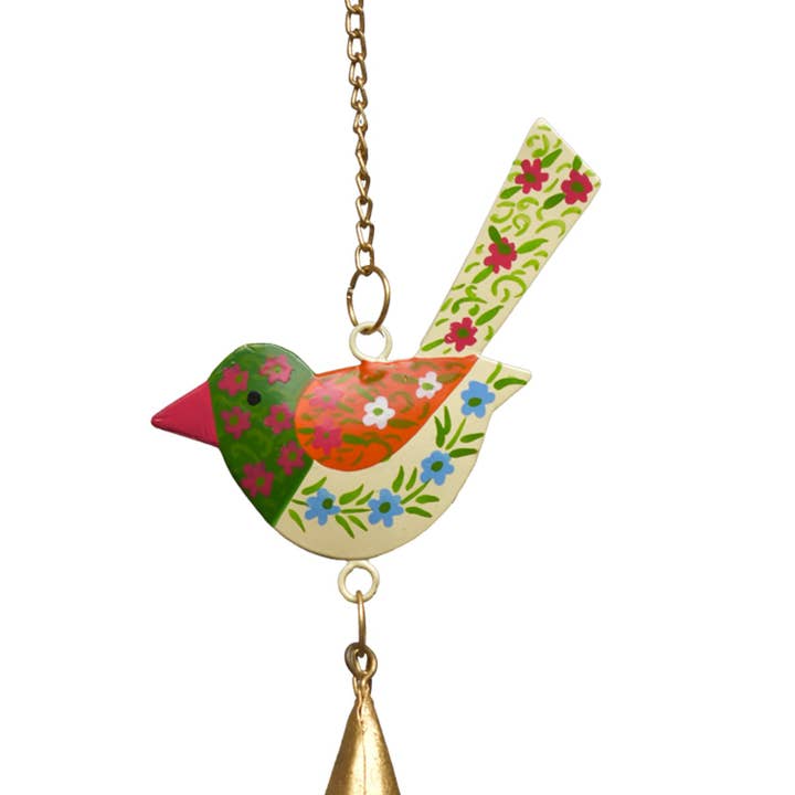 Painted Bird Recycled Metal Chime