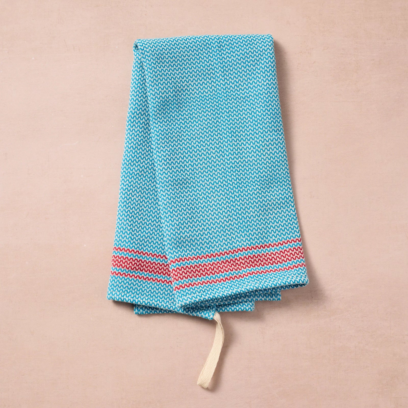 Aqua & Red Cotton Tea Towel