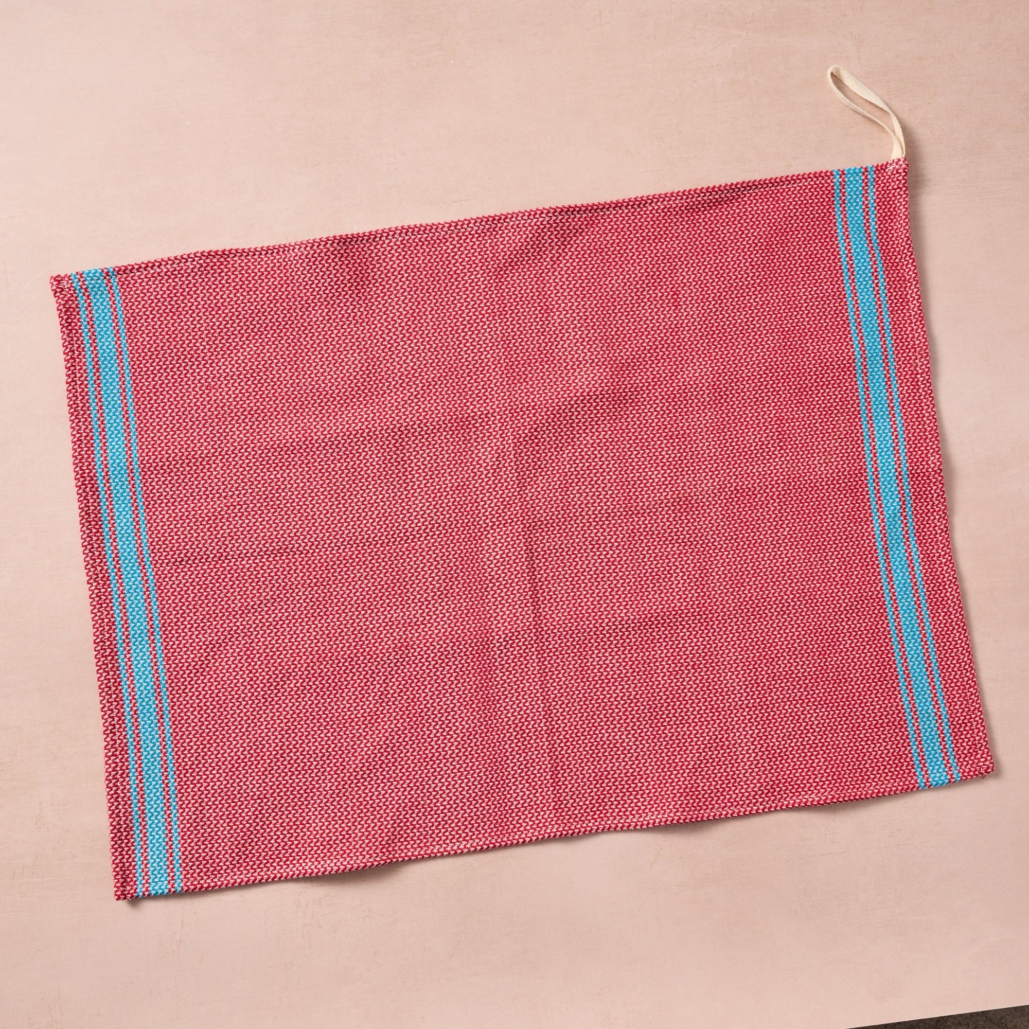 Red &amp; Aqua Cotton Tea Towel