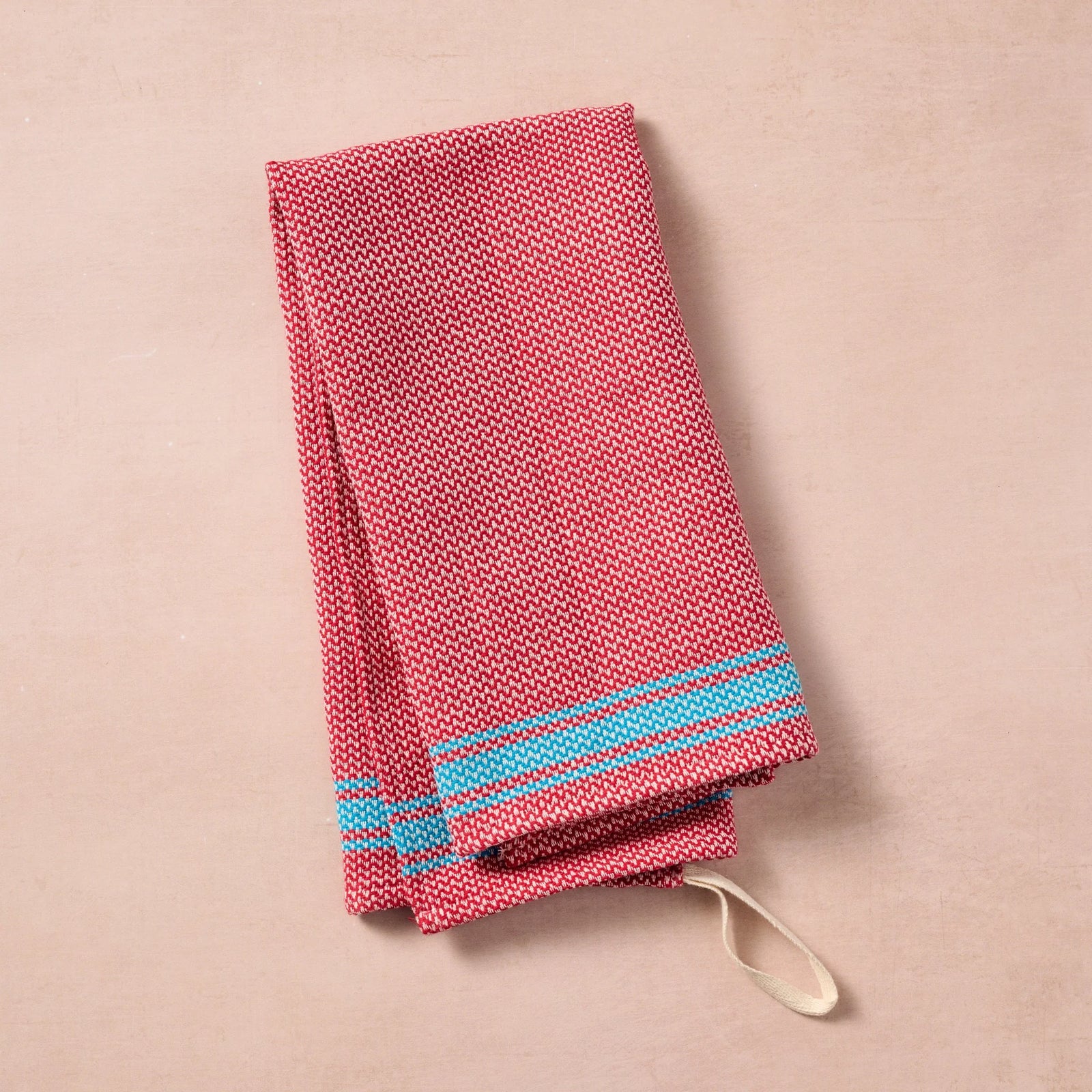 Red & Aqua Cotton Tea Towel