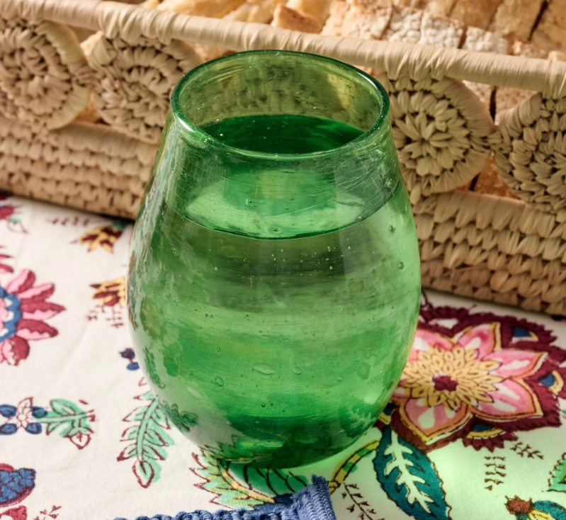 Green Glass Goblet