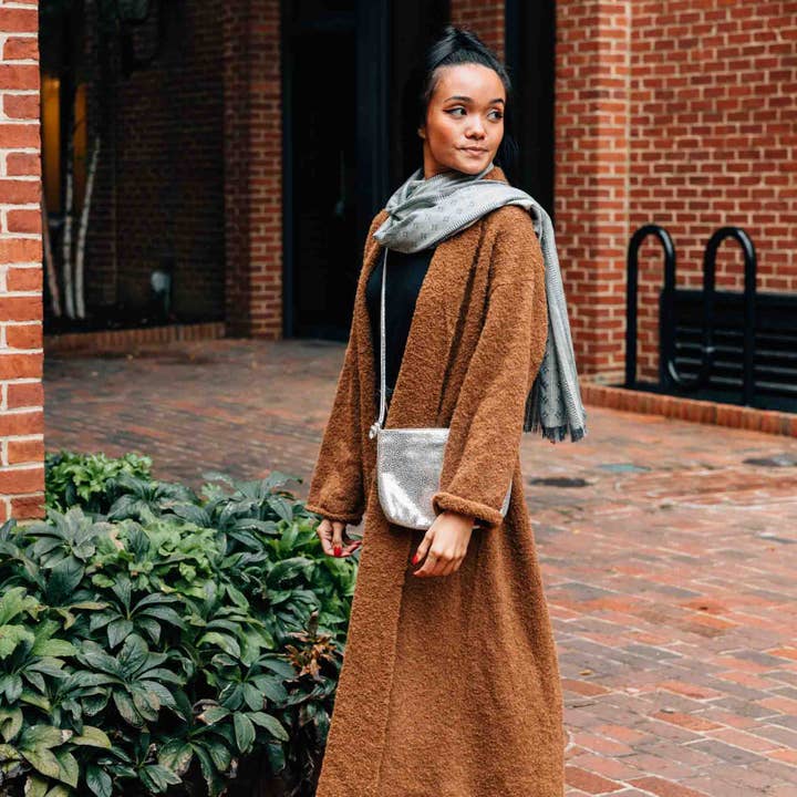 Open Weave Mint &amp; Blue Striped Viscose Scarf (70&quot; x 29&quot;)