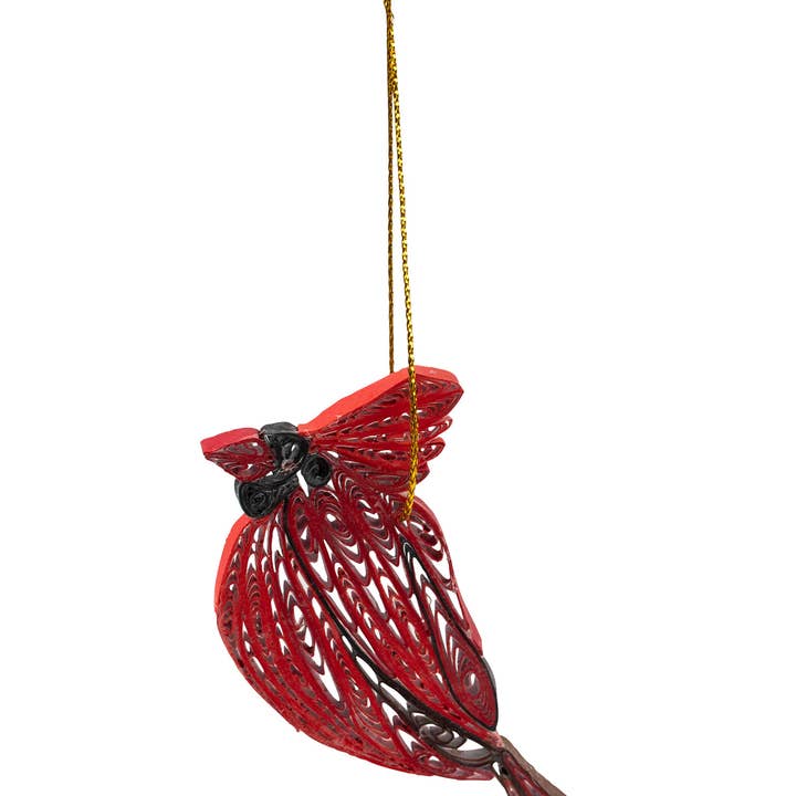Red Quilled Paper Cardinal Ornament (3.5&quot; L)