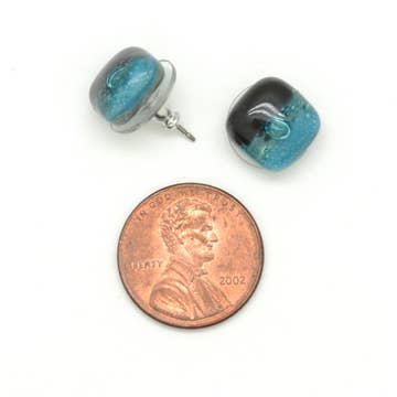 Square Glass Stud Earrings - Assorted