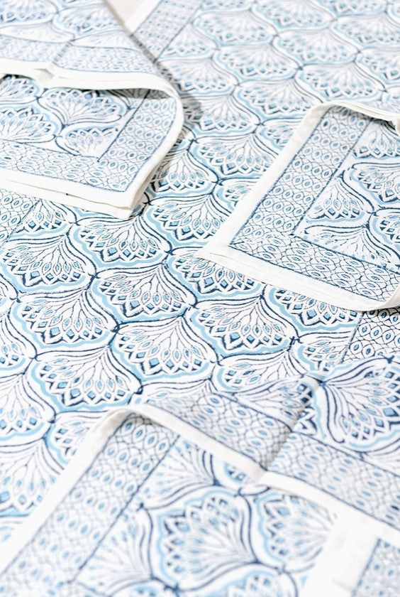 Blue Lotus Block Print Table Runner