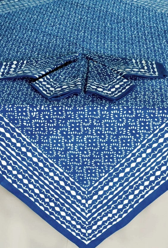 Indigo Blockprint Tablecloth (60" Square)
