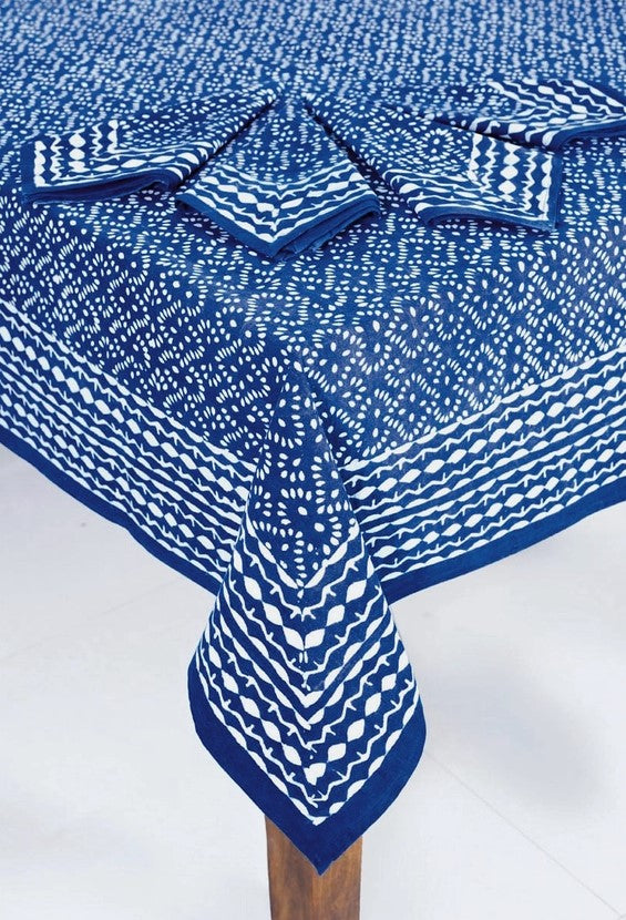 Indigo Blockprint Tablecloth (60" Square)