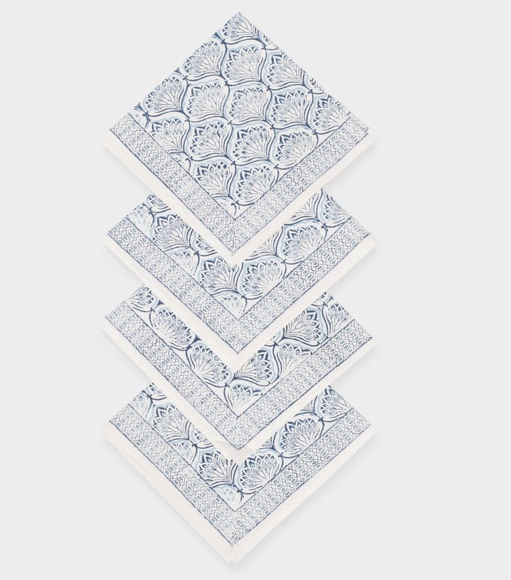 Blue Lotus Blockprint Napkin
