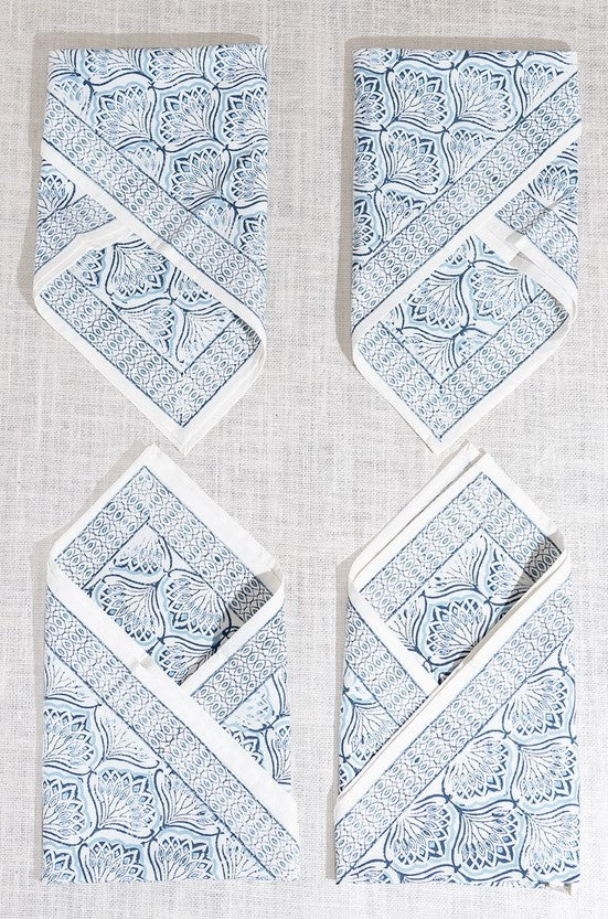 Blue Lotus Blockprint Napkin