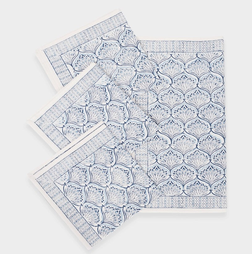 Blue Lotus Blockprint Napkin