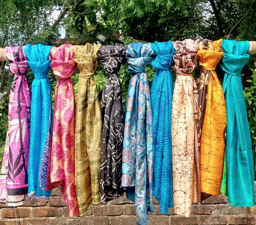 Upcycled Silk Sari Scarf