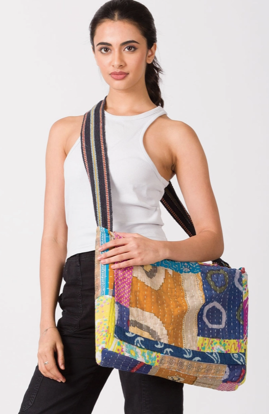 Kantha Messenger Tote Bag - Assorted
