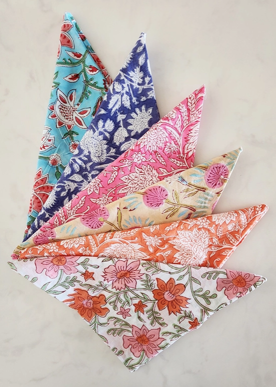 Floral Block Print Napkin - Assorted