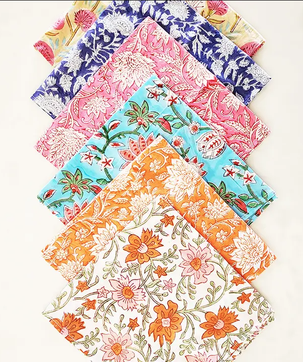 Floral Block Print Napkin - Assorted