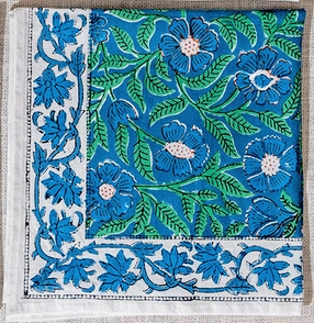 Sage & Blue Blockprint Napkin