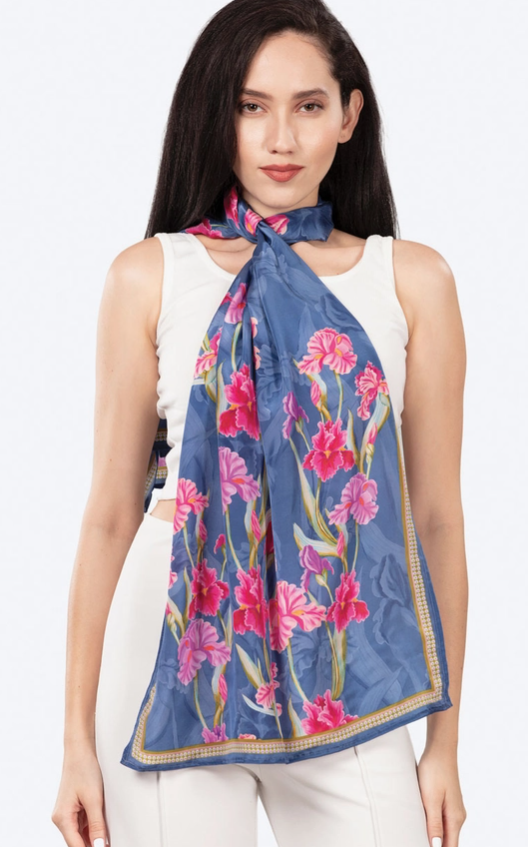 Lavender Multi Floral Dayita Cupro Scarf