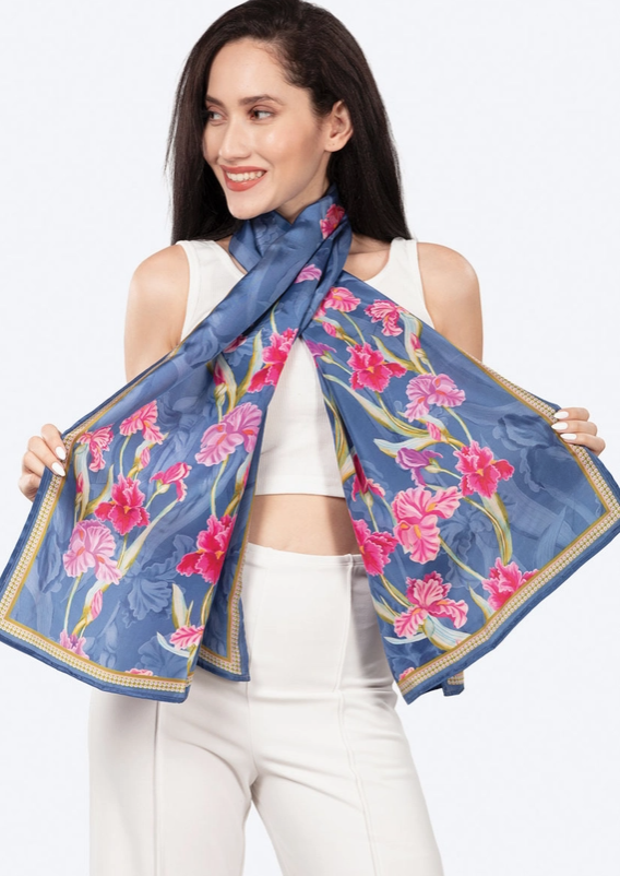 Lavender Multi Floral Dayita Cupro Scarf