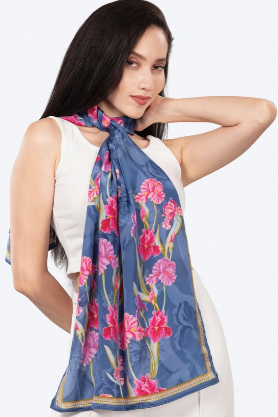 Lavender Multi Floral Dayita Cupro Scarf