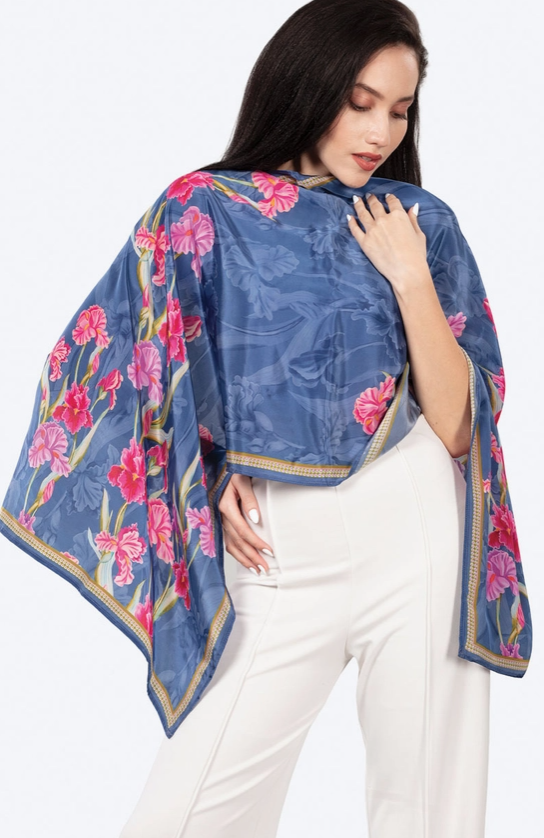 Lavender Multi Floral Dayita Cupro Scarf