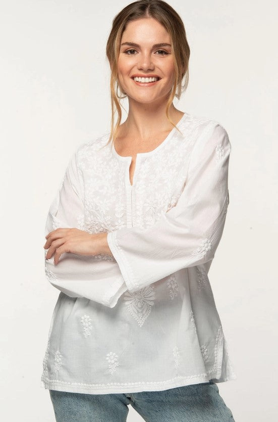 White Embroidered Tara Tunic