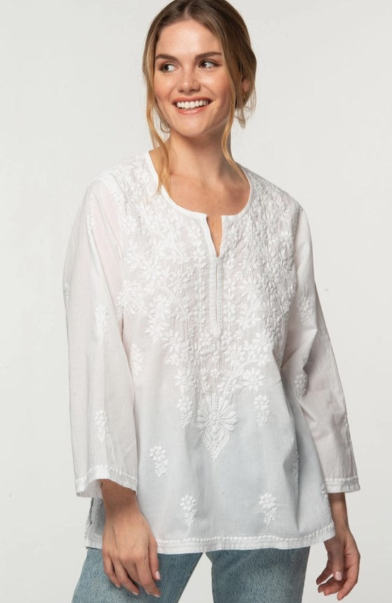 White Embroidered Tara Tunic
