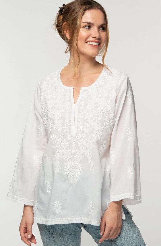 White Embroidered Tara Tunic