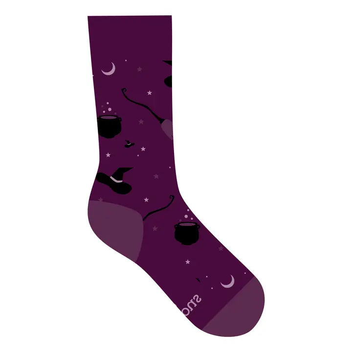 Purple Witch Hat Socks Support Mental Health