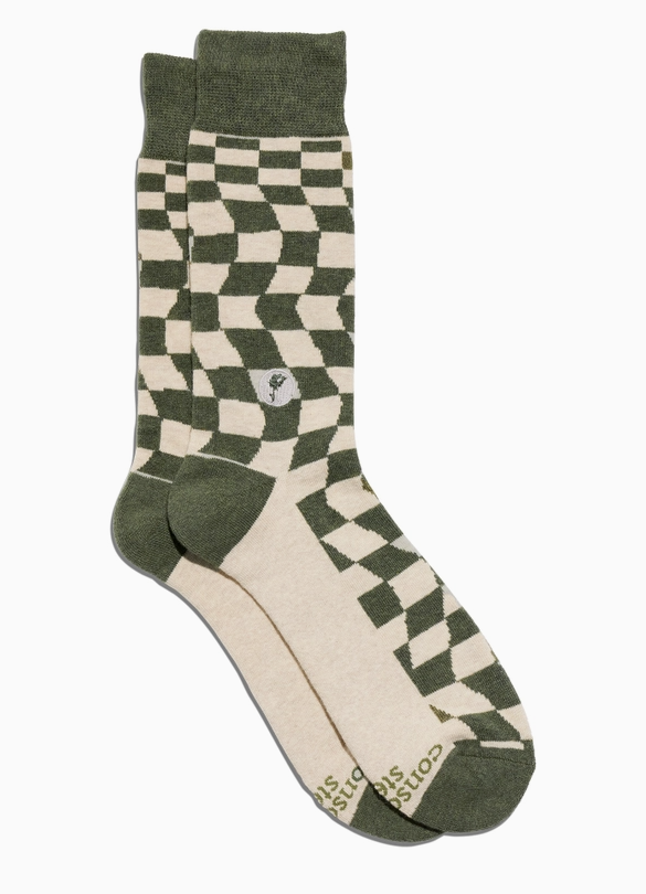 Green Checkered Socks - Support Women's Equality