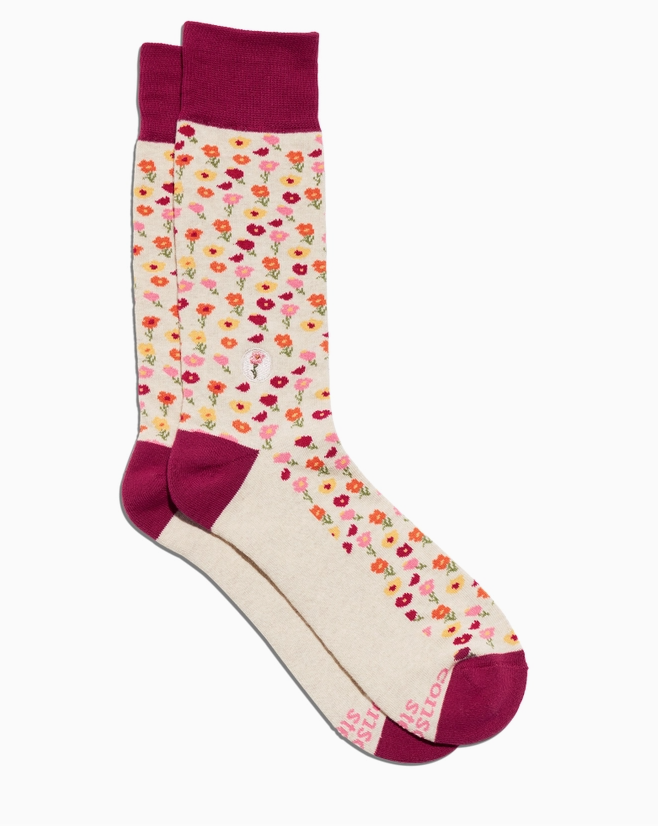 Pink Floral Socks - Support Women's Equality
