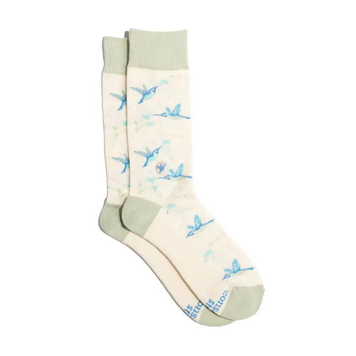 Beige Hummingbird Socks