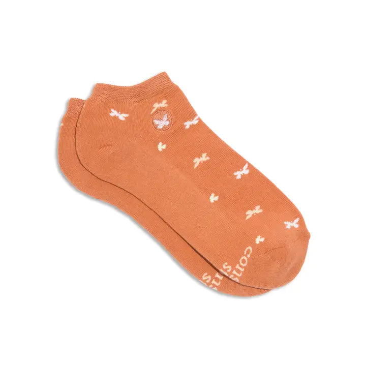 Orange Butterfly Footie Socks