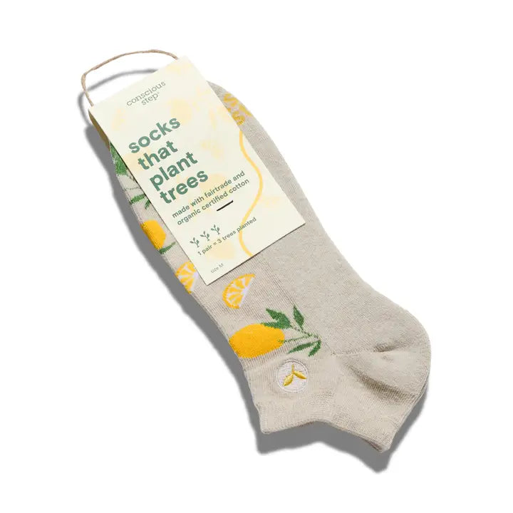 Beige Lemons Footie Socks