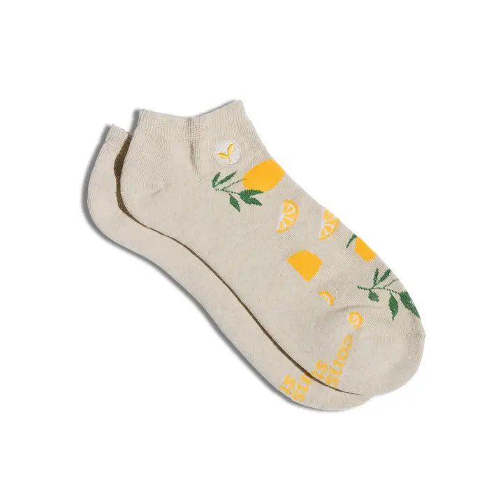 Beige Lemons Footie Socks