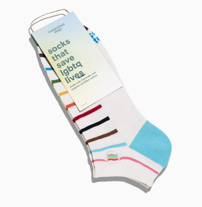 White Pride Flag Save LGBTQ Lives Footie Socks