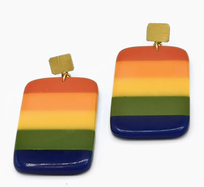 Rainbow Resin Earrings