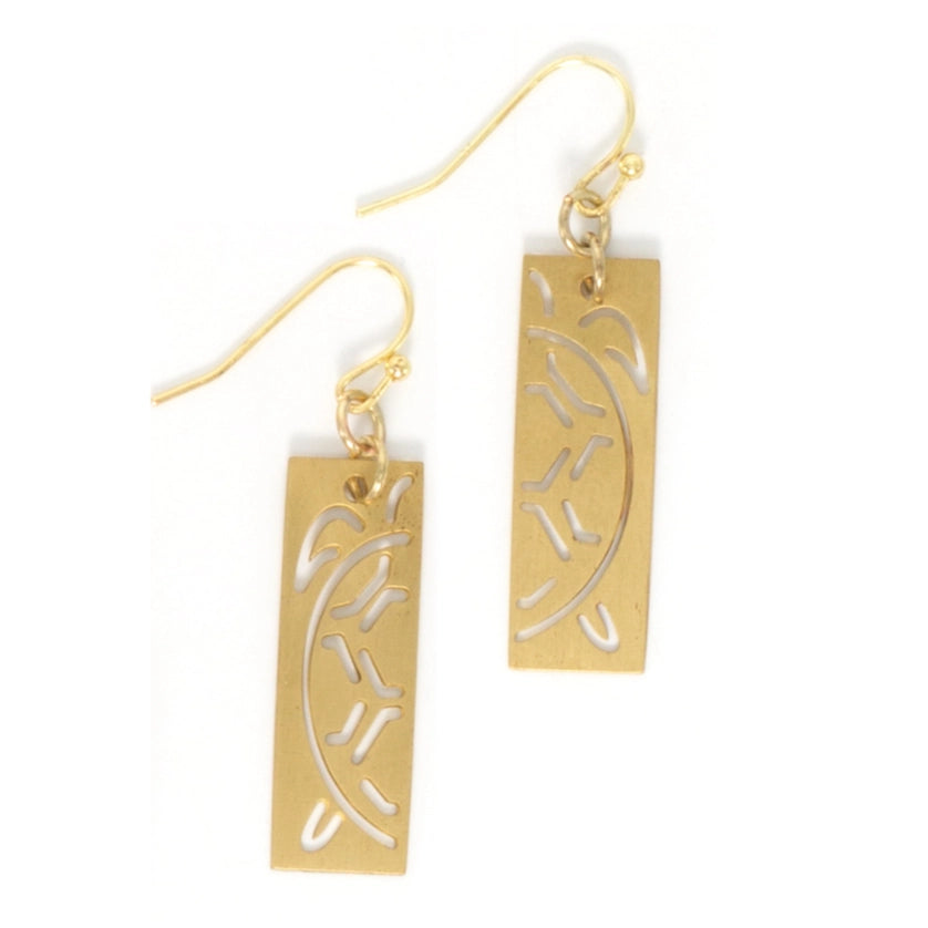 Turtle Cut-Out Brass Earrings