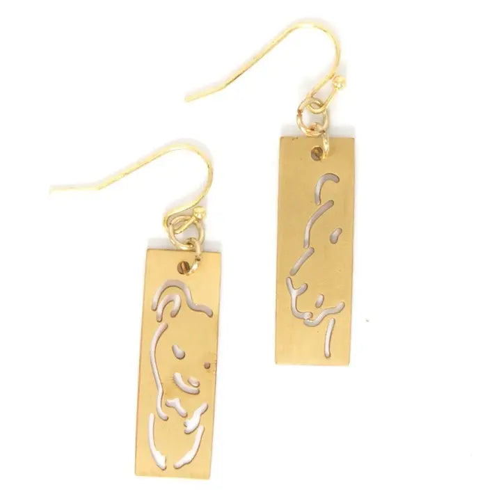 Lion Cut-Out Brass Earrings
