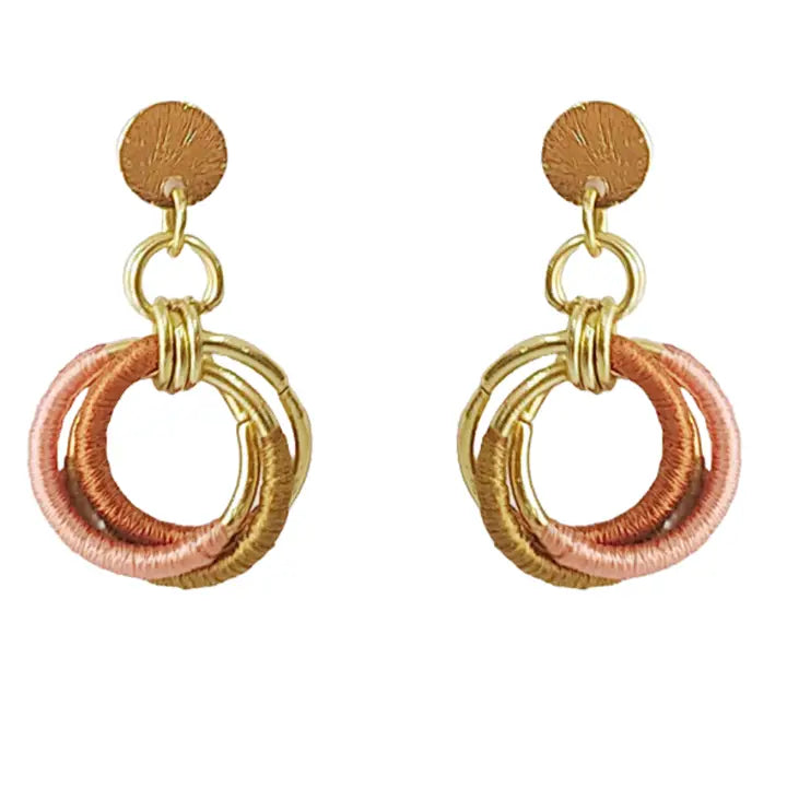 Thread-Wrapped Gold-Plated Stud Earrings