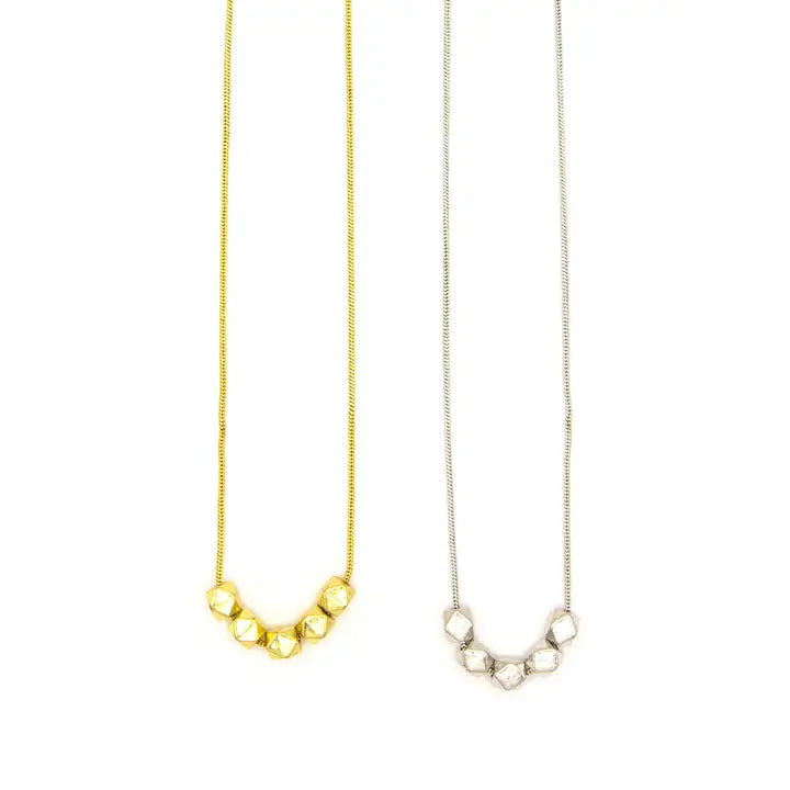 Silver Octagon Bead Necklace