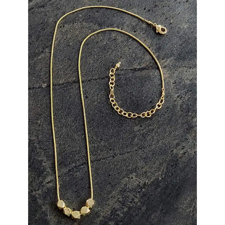 Gold Octagon Bead Necklace