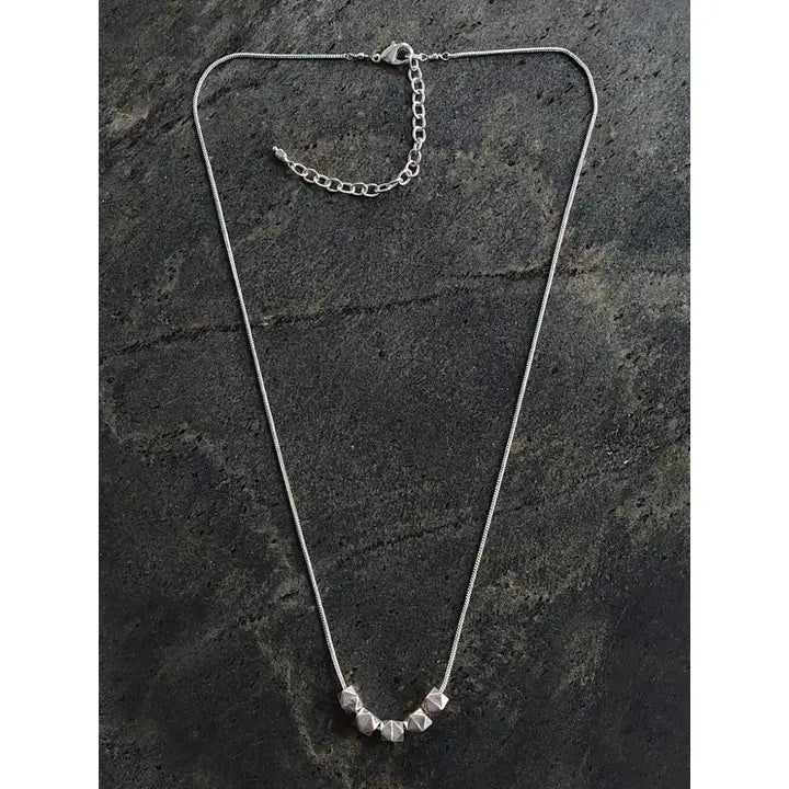 Silver Octagon Bead Necklace