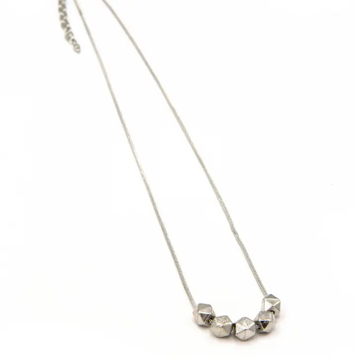 Silver Octagon Bead Necklace